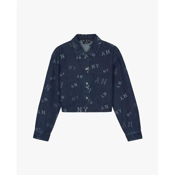 MLB - Áo khoác denim nữ cổ bẻ tay dài Classic Jacquard Monogram_3FDRM0244-50NYD