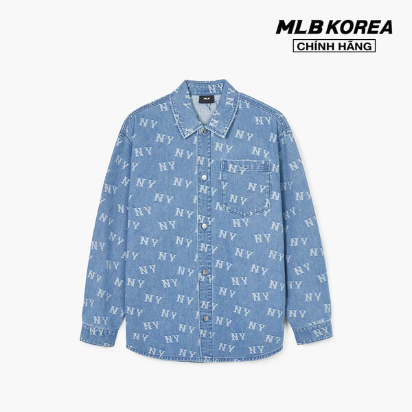 MLB - Áo sơ mi denim unisex Classic Monogram Jacquard_3ADRM0141-50BLL
