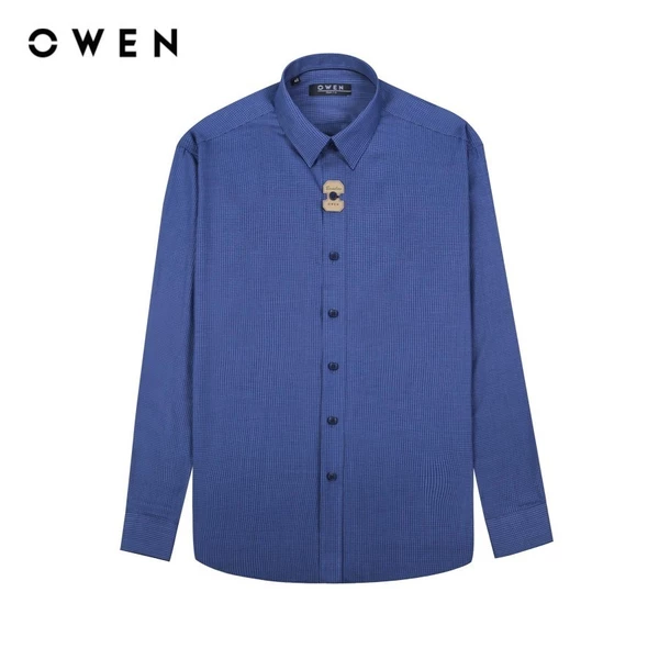 OWEN - Áo sơ mi dài tay Slim Fit AS230664D màu Navy chất liệu Bamboo