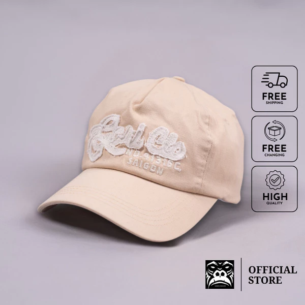 Nón Lưỡi Trai Cap Gori Màu Beige Họa Tiết Trắng Chất Liệu Kaki Cao Cấp