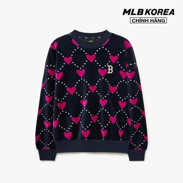 MLB - Áo sweatshirt nữ cổ tròn tay dài Heart Front Pattern Velvet Jacquard_3FMTH0336-43NYD