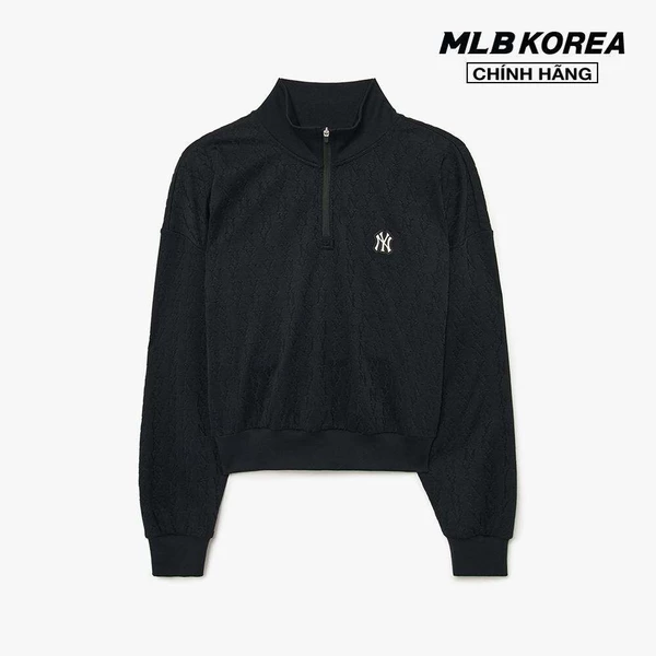 MLB - Áo sweatshirt nữ phom croptop Athleisure Classic Monogram Jacquard_3FMTM2134-50BKS