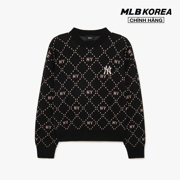 MLB - Áo sweater nữ cổ tròn tay dài Diamond Monogram_3FKPM0134-50BKS