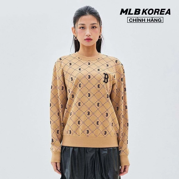 MLB - Áo sweatshirt unisex cổ tròn tay dài Diamond Monogram Jacquard_3AMTM0134-43CAL
