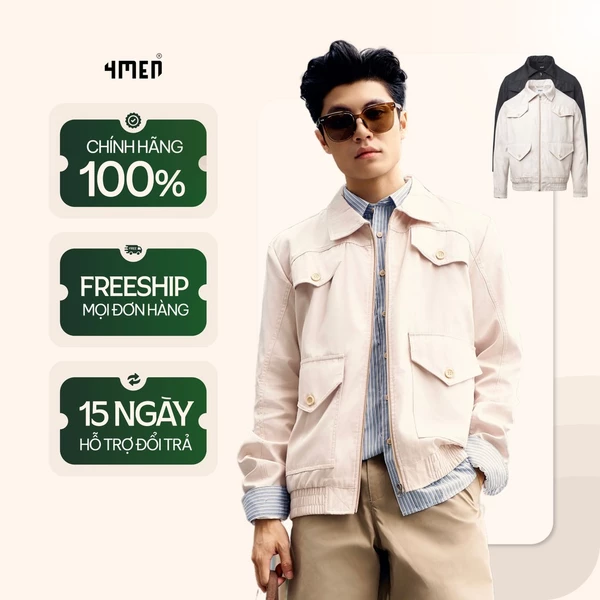 Áo Khoác Nam 4MEN Dù Ép Túi Hộp Form Regular AK065 thoáng khí, trẻ trung, thoáng mát, vải nhẹ