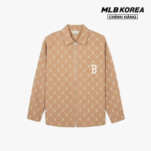 MLB - Áo sơ mi unisex cổ bẻ tay dài Monogram Jacquard_3AWSM0441-43CAL