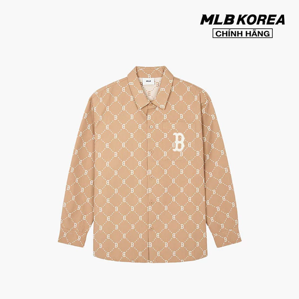 MLB - Áo sơ mi unisex cổ bẻ tay dài Diamond Monogram Jacquard Cotton_3AWSM0541-43CAL