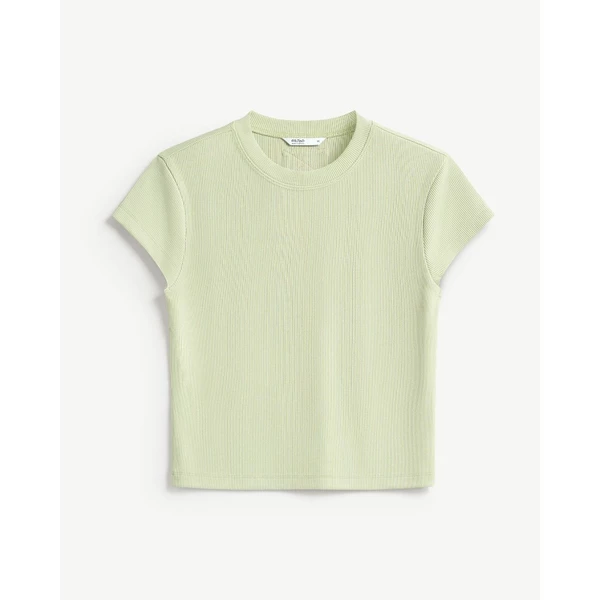 Áo Thun Gân Nữ Tay Ngắn Trơn Form Fitted Cropped - Routine 10S25TSSW005