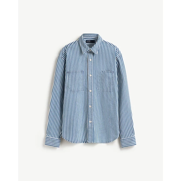[UP TO 20%++] Áo Sơ Mi Jeans Nam Họa Tiết Sọc Tay Dài Form Loose - Routine 10S25DSH007