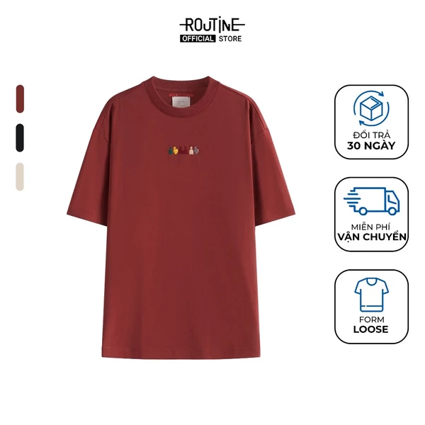 Áo Thun Tay Ngắn Vải S Cafe Thêu Form Loose - Routine 10F24TSS086R1