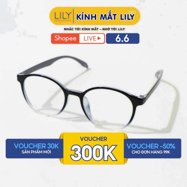 Gọng kính cận nam nữ LILYEYEWEAR chất liệu nhựa bền kiểu dáng thời trang 17095