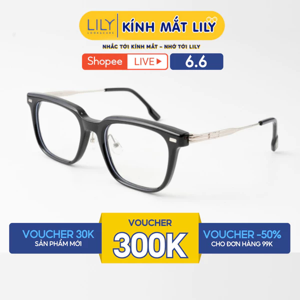 Gọng kính mắt vuông bo góc LILYEYEWEAR phù hợp cả nam và nữ chất liệu nhựa cao cấp kiểu dáng thanh lịch hiện đại 5755