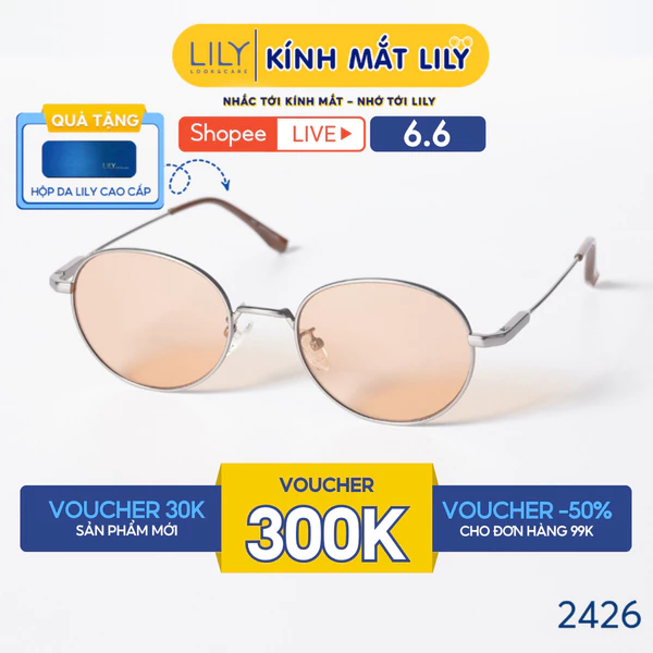 Gọng kính mát thời trang LILYEYEWEAR mắt kính chống UV400 bảo vệ mắt kiểu dáng hiện đại màu sắc thời trang 2426