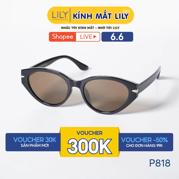 Kính mát thời trang nam nữ LILYEYEWEAR chất liệu nhựa cao cấp, mắt kính phân cực chống UV400 thời trang bảo vệ mắt P818