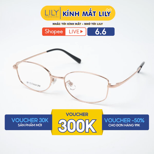 Gọng kính đa giác nam nữ LILYEYEWEAR chất liệu IP-Titanium cao cấp, kiểu dáng hiện đại màu sắc thời trang 98711