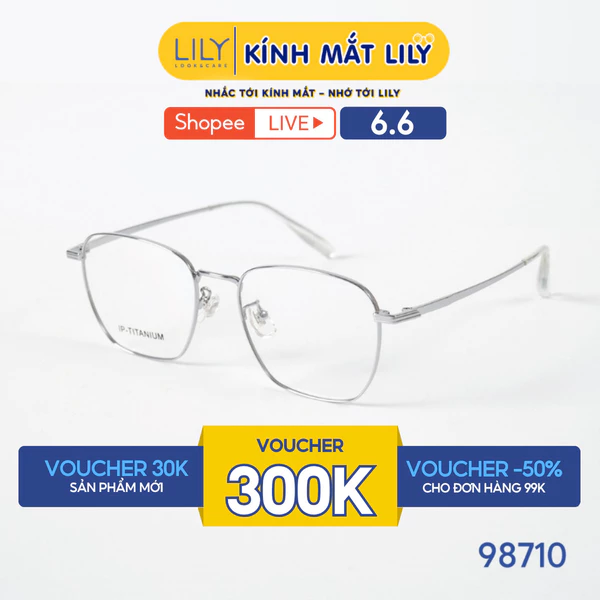 Gọng kính mắt đa giác nam nữ LILYEYEWEAR chất liệu IP-Titanium cao cấp chắc chắn, kiểu dáng và màu sắc thời trang 98710