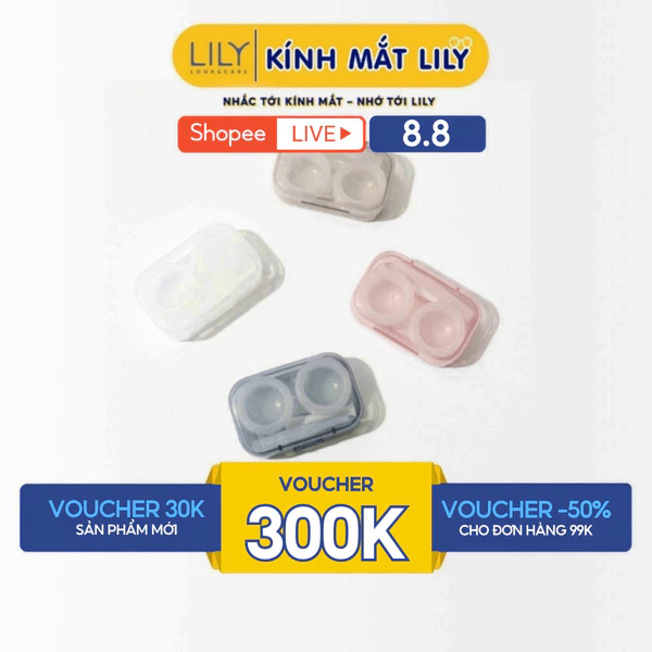 Hộp đựng kính áp tròng có kèm dụng cụ đeo lens LILYEYEWEAR