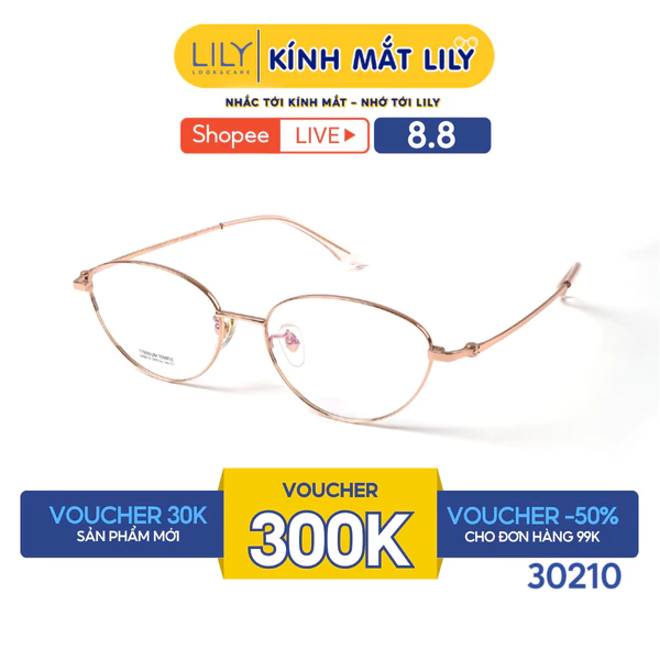 Gọng kính mắt mèo LILYEYEWEAR chất liệu Titanium cao cấp chắc chắn, kiểu dáng hiện đại màu sắc thời trang 30210