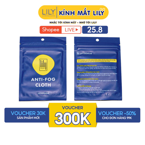 Khăn lau kính NANO chống mờ sương khi đeo khẩu trang, ăn đồ nóng LILYEYEWEAR