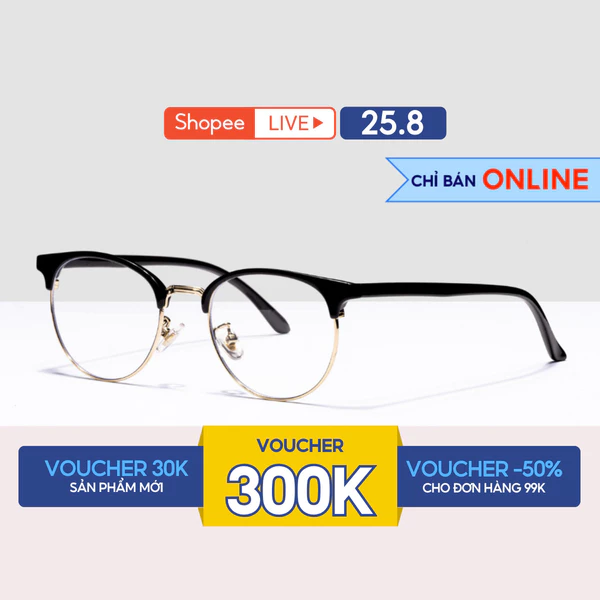 Gọng kính nam nữ Lilyeyewear kim loại càng nhựa, mắt tròn, nhiều màu 622314