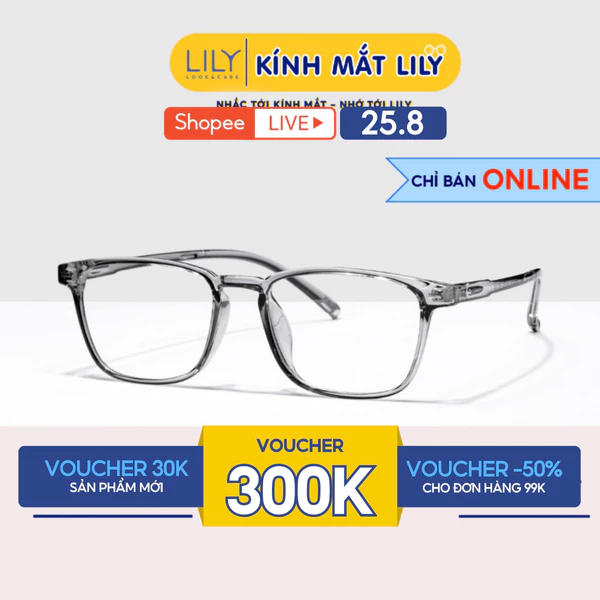 Gọng kính cận vuông nam nữ LILYEYEWEAR chất liệu nhựa dẻo cao cấp chắc chắn kiểu dáng, màu sắc thời trang 213