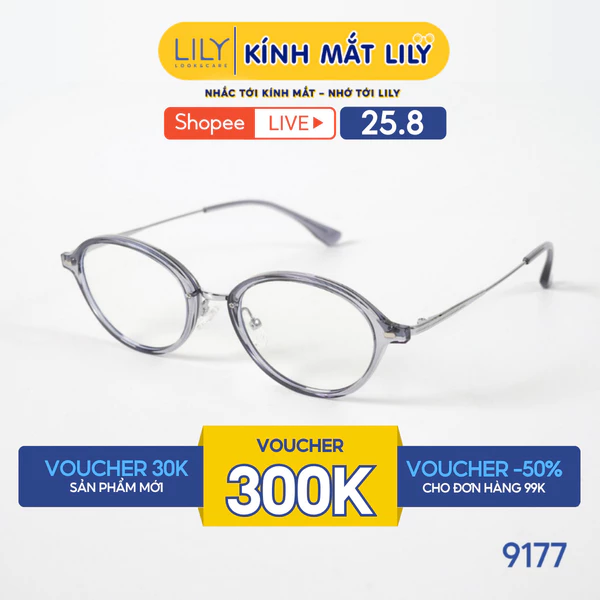 Gọng kính MAI HƯƠNG đeo -  LILYEYEWEAR chất liệu nhựa pha càng kim loại cao cấp chắc chắn, kiểu dáng thời trang 9177