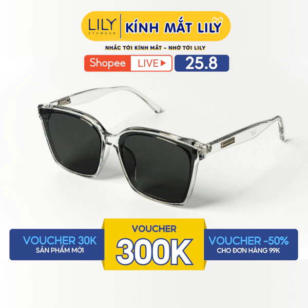 Kính mát mắt vuông nam nữ LILYEYEWEAR chất liệu nhựa cao cấp chống UV400 kiểu dáng và màu sắc hiện đại KC23390