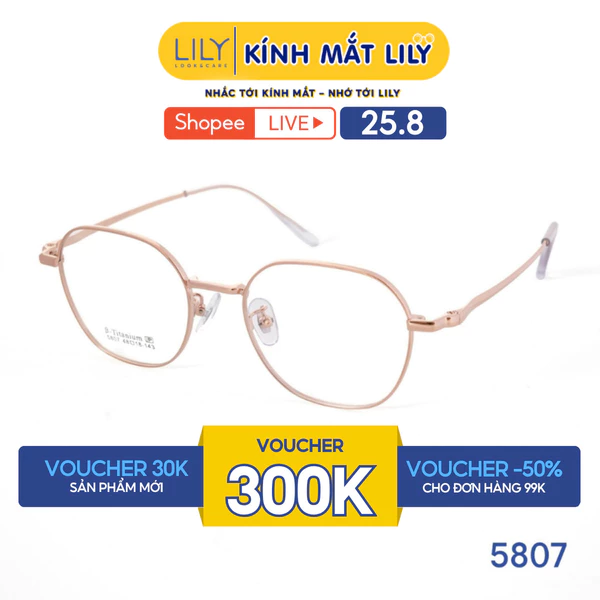 Gọng kính đa giác nam nữ LILYEYEWEAR chất liệu Titanium cao cấp bền dẻo nhẹ nhàng màu sắc thời trang hiện đại 5807