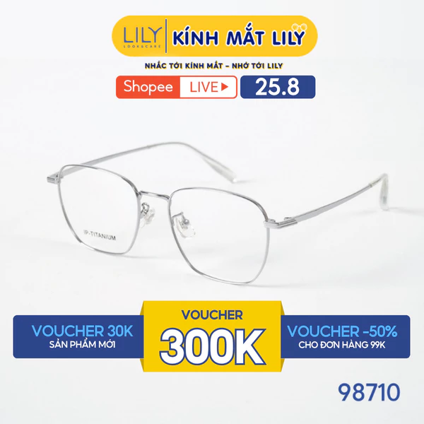 Gọng kính mắt đa giác nam nữ LILYEYEWEAR chất liệu IP-Titanium cao cấp chắc chắn, kiểu dáng và màu sắc thời trang 98710