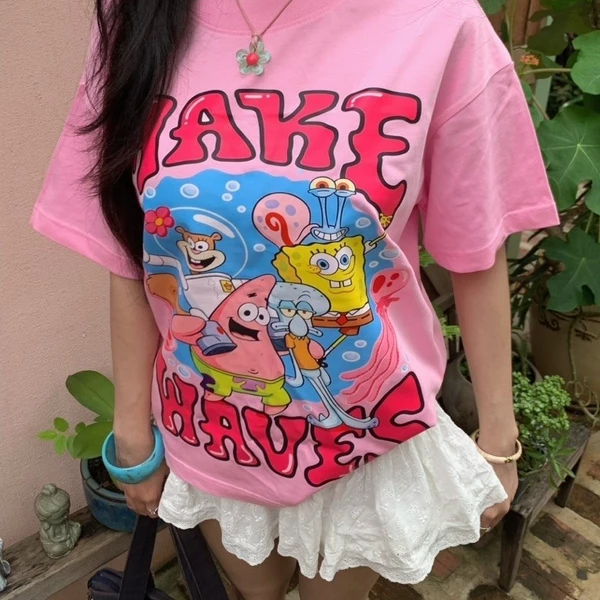 TheGlam CHÍNH HÃNG - Áo Thun Hồng Baby Pink "MAKE WAVES" UNISEX Form Boxy Nam Nữ - TS07-20
