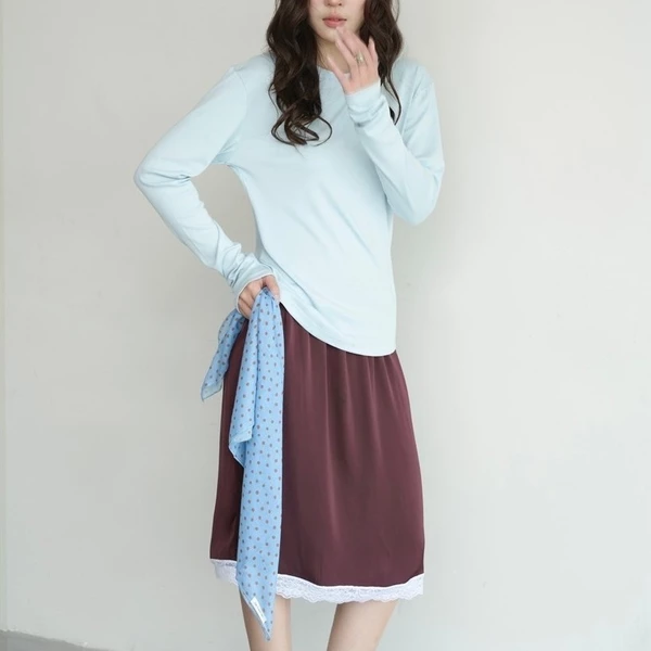 DOB - Chân váy suông phối ren lưng chun I Lou Skirt I