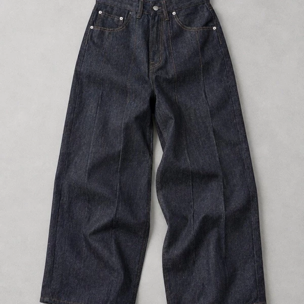 Quần Jean Raw Denim 12oz Deep Indigo Ống Rộng Xếp Ly – Pleated Baggy Pants TheBrothers
