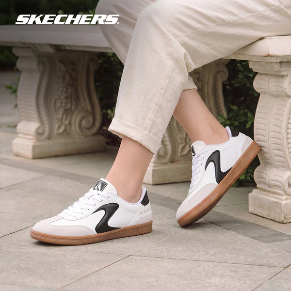 Giày Thể Thao Nữ Skechers Slip-Ins Court Classics Hotshot Perfect Choice - 185412-WBK Air-Cooled Memory Foam