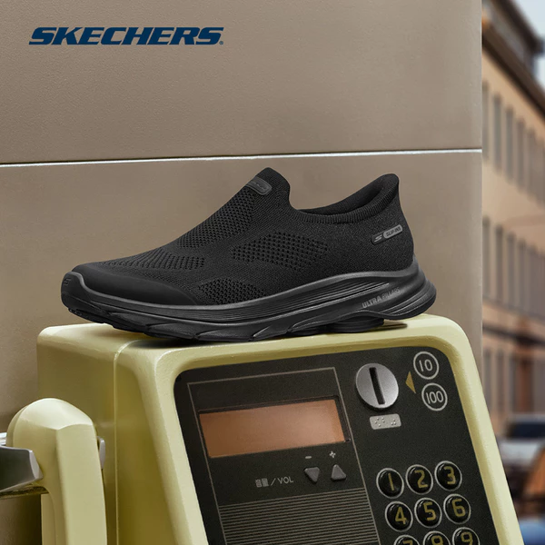 Giày Thể Thao Nam Skechers Slip-Ins GOwalk 8 Pelayo Đi Bộ - 216784-BBK Air-Cooled Goga Mat
