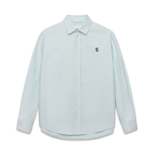Áo sơ mi SilenceStandard Premium Oxford Shirt Logo S thêu/ kẻ xanh lá cây [SO02]