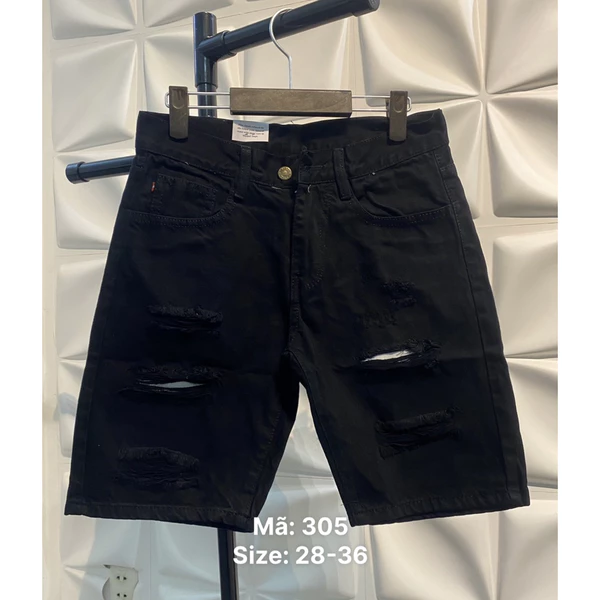 Quần Short Jean Nam Màu Trắng Đen Rách Cơ Bản Thời Trang