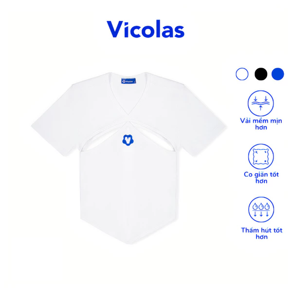 Áo croptop nữ cổ tròn khoét ngực Vicolas tay ngắn co giãn thoáng mát - VICO11