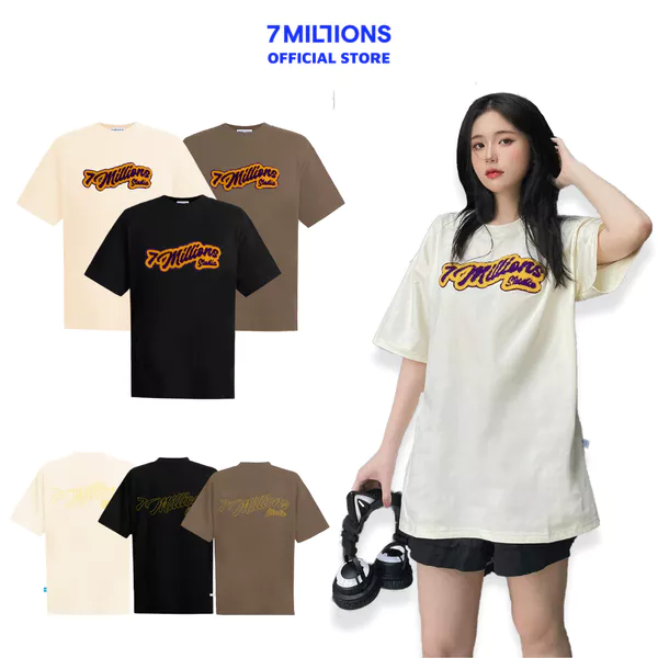Áo Thun Cổ Tròn Ruffle Vải Cotton 2 Chiều Unisex Oversized 7MILLIONS (Trắng Ngà & Nâu & Đen)