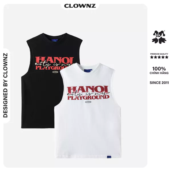 Áo ba lỗ tanktop Hanoi Playground Sleeveless thể thao unisex nam nữ form rộng oversize chất cotton
