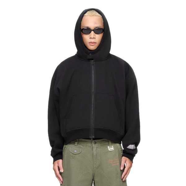 Áo khoác dây kéo nam dáng ngắn đen - BEUTER Matte Black Boxy Zip
