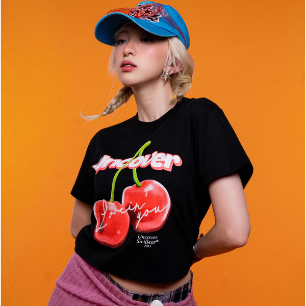 Áo Thun Baby Tee Cherry Uncover ( Màu Đen )