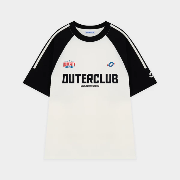 Áo thun localbrand blokecore raglan Outerity Outeclub / Màu kem & Đen, Unisex nam nữ - OHL1001