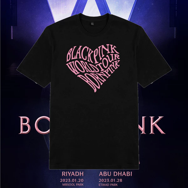 Áo thun cotton 100% unisex in hình trendy Black Pink World Tour Concert