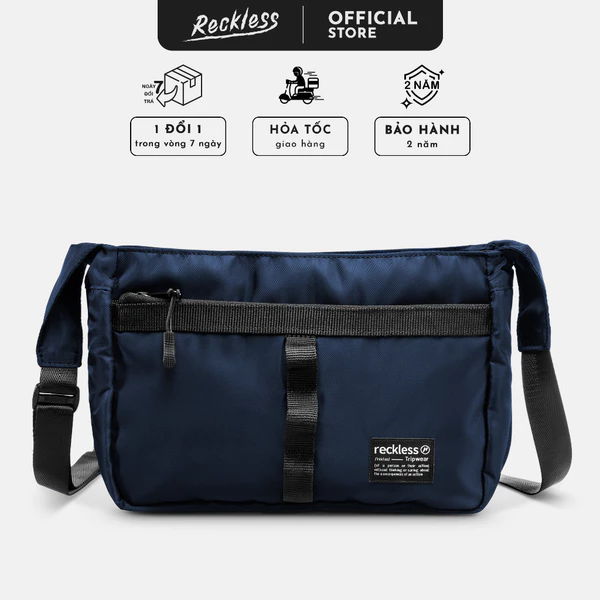Túi Đeo Chéo Thương hiệu Recklesstripwear Nylon Messenger Bag - Vải Nylon Twill trượt nước, nhẹ và có ngăn mở rộng