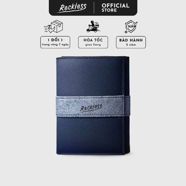 Ví Vải Gập Ba Phối Da Thương hiệu Reckesstripwear Anthony Wallet - Vải Polyester Trượt Nước, Hạn Chế Xù Vải và Phai Màu