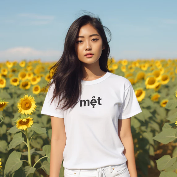 Áo thun unisex cotton 100% in chữ Mệt
