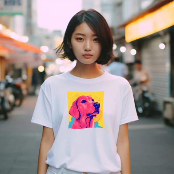 Áo thun cotton 100% unisex, phong cách thời trang hàng đầu in hình Golden Retriver - Risograph