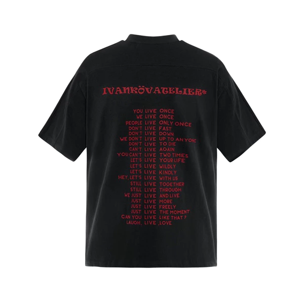 Áo thun cotton unisex - Ivankov Live Tshirt - Black