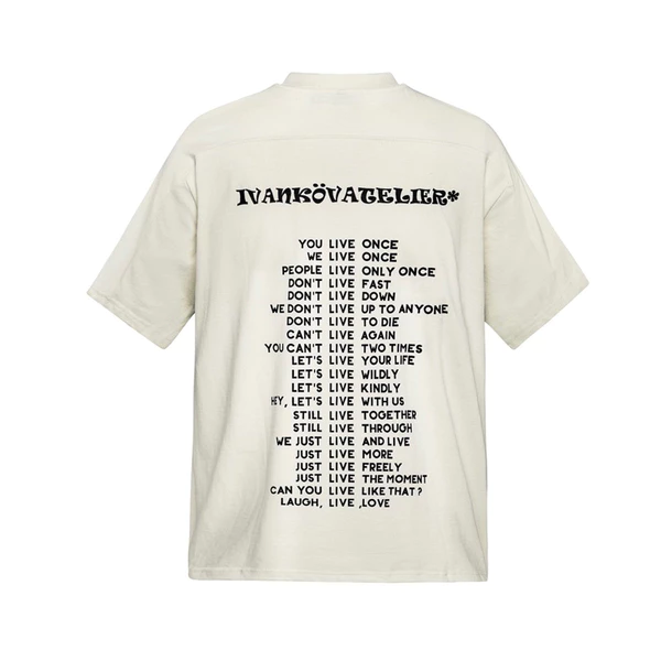 Áo thun cotton Ivankov Live Tshirt - Cream White