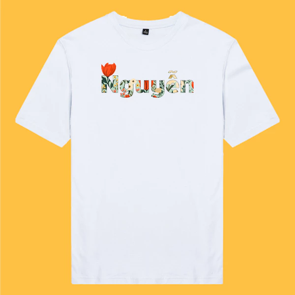 Áo thun cotton 100% unisex, phong cách thời trang hàng đầu in hình Họ người Việt - Nguyễn